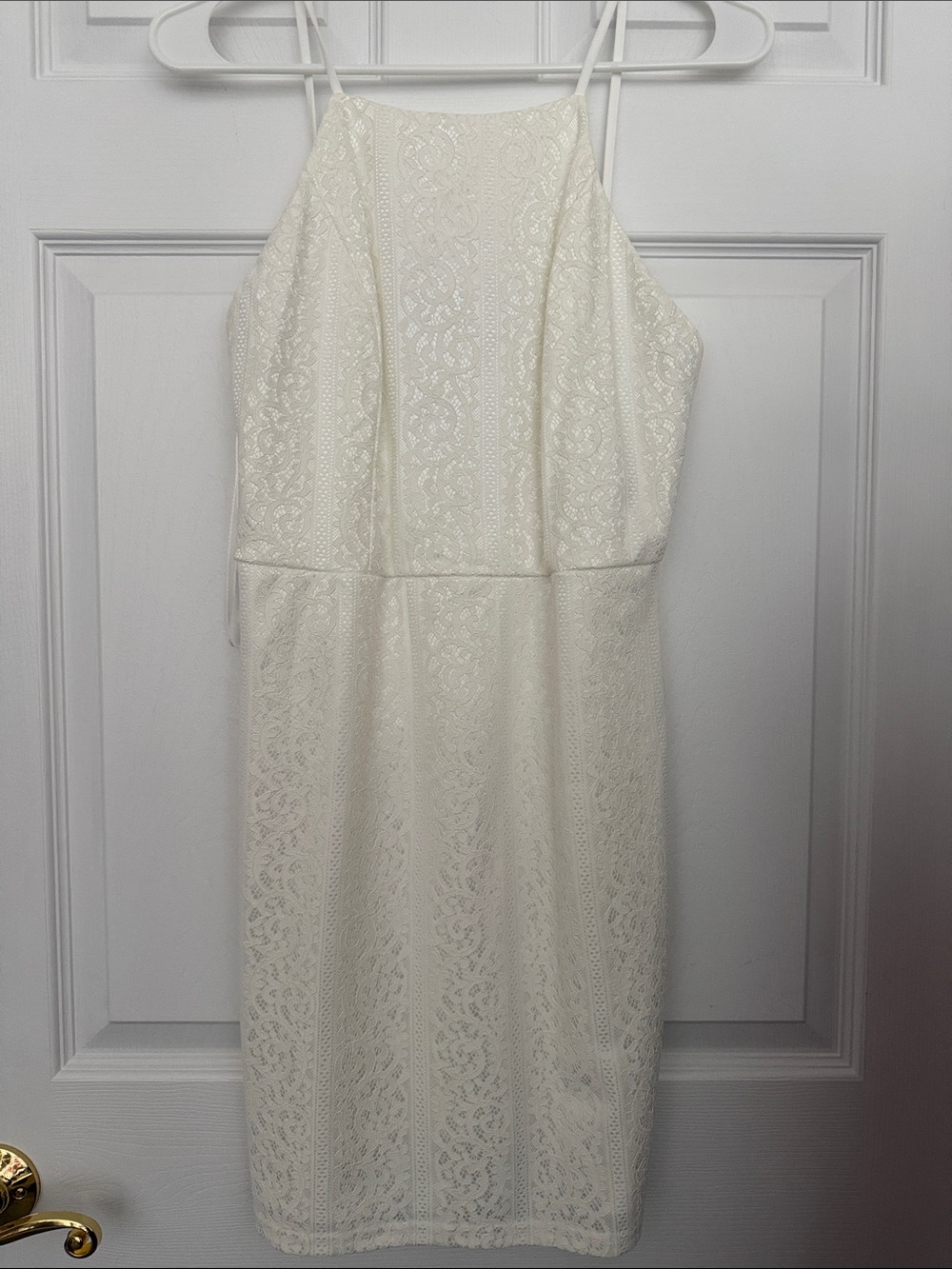 Windsor Ivory Lace Midi Dress with Halter Straps